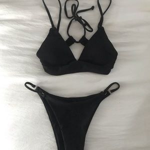Black Ribbed Bikini sz S